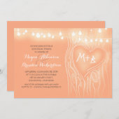 桃のライトツリーロマンチックなリハーサルディナー 招待状 (正面/裏面)