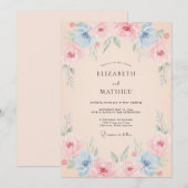 桃のリフレッシングスプリングウェディング 招待状 (正面/裏面)