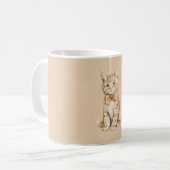 桃のリボンを付けた猫 コーヒーマグカップ (正面左)