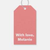 桃の上に白いポルカ十字 ギフトタグ (裏面)