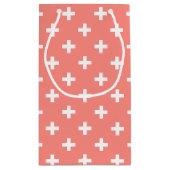 桃の上に白いポルカ十字 スモールペーパーバッグ (裏面)