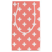 桃の上に白いポルカ十字 スモールペーパーバッグ (正面)