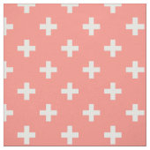 桃の上に白いポルカ十字 ファブリック (見本)
