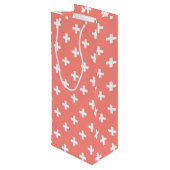 桃の上に白いポルカ十字 ワインギフトバッグ (裏面アングル)