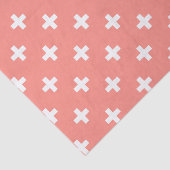 桃の上に白いポルカ十字 薄葉紙 (詳細)