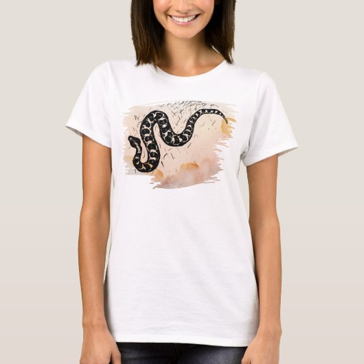 桃の上の毒マサソーガヘビをトランスミュート Tシャツ (正面)