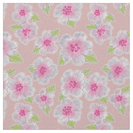 桃の下のグレーピンクフローラ背景ファブリック ファブリック
