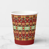 桃の付いた秋の色柄 紙コップ (正面)