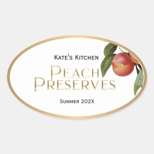 桃の保存ジェリーラベルヴィンテージ 楕円形シール (正面)