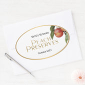 桃の保存ジェリーラベルヴィンテージ 楕円形シール (封筒)