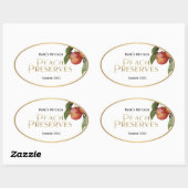 桃の保存ジェリーラベルヴィンテージ 楕円形シール (シート)