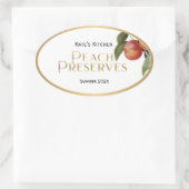 桃の保存ジェリーラベルヴィンテージ 楕円形シール (バッグ)