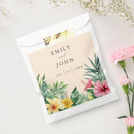 桃の優雅な水彩トロピカルフラワーウェディング フェイバーバッグ