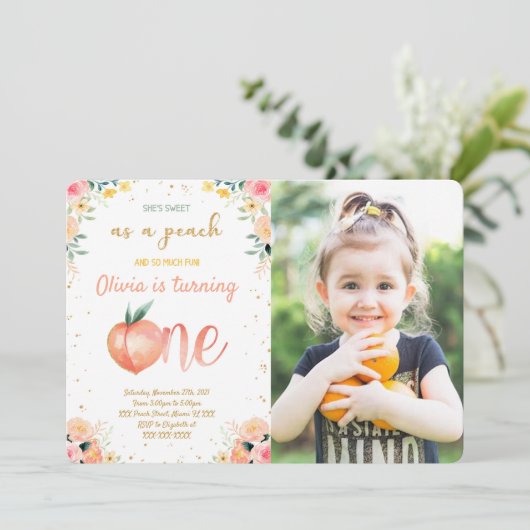 桃の写真招待状 招待状 (スタンド正面)