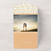 桃の冬の夜の結婚式 オールインワン招待状 (外側)