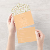 桃の冬の夜の結婚式 オールインワン招待状 (貼ってはがせる)