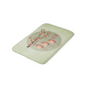 桃の四角い提灯が咲く「静けさ」 バスマット (アングル)