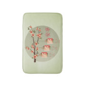 桃の四角い提灯が咲く「静けさ」 バスマット (正面縦)