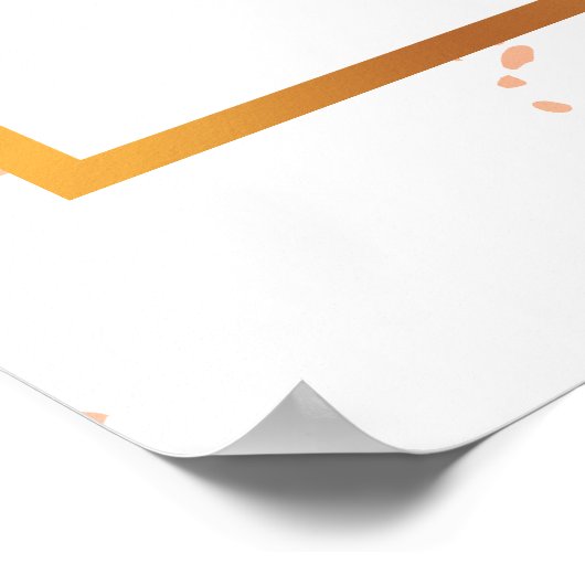 桃の大理石、金ゴールド、白 – 座席表 ポスター (角)