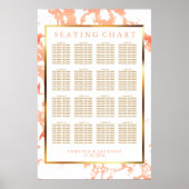 桃の大理石、金ゴールド、白 – 座席表 ポスター (正面)