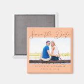 桃の婚約写真Summer Save the Date マグネット (正面/裏面)