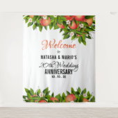 桃の実のウェディングバックドロップ タペストリー (正面)