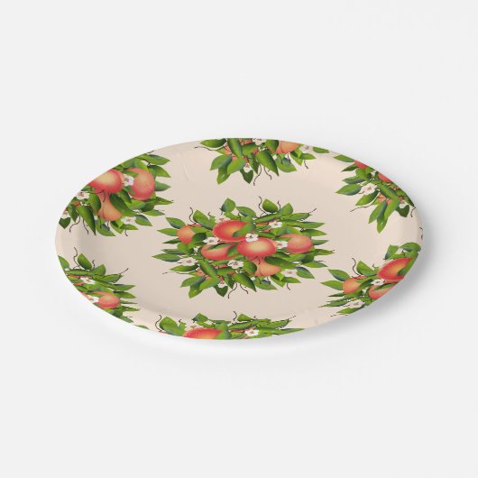 桃の実の模様 ペーパープレート (アングル)