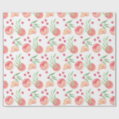 桃の実パーソナライズされた花園 ラッピングペーパー (フラット)