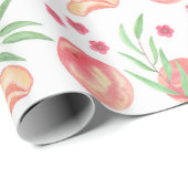 桃の実パーソナライズされた花園 ラッピングペーパー (ロールコーナー)