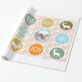 桃の家族写真トナカイのクリスマスブメリーライト ラッピングペーパー (アンロールド)