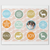 桃の家族写真トナカイのクリスマスブメリーライト ラッピングペーパー