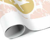 桃の家族写真トナカイのクリスマスブメリーライト ラッピングペーパー