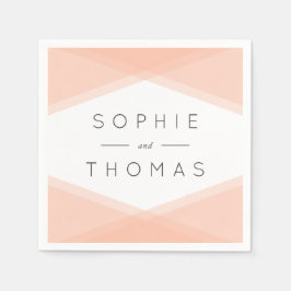 桃の層状ジオメ結婚トリ スタンダードカクテルナプキン