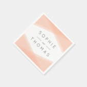 桃の層状ジオメ結婚トリ スタンダードカクテルナプキン (角)