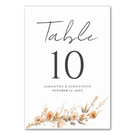 桃の山花フローラ結婚のテーブルカード テーブルナンバー (正面)
