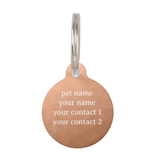 桃の幾何学的なメッシュパターン あなたのテキスト ペット　ネームタグ (裏面)