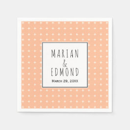 桃の幾何学的タイポグラフィ結婚ズ スタンダードカクテルナプキン