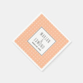 桃の幾何学的タイポグラフィ結婚ズ スタンダードカクテルナプキン (角)