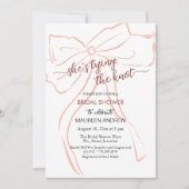 桃の弓彼女は結び目ブライダルシャワー 招待状 (正面)