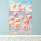 桃の引き伸ばしキャンバス印刷 キャンバスプリント (インサイチュ (ウッドフロア))