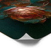 桃の彫刻バラ ポスター (角)