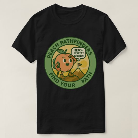 桃の探求者、道を見つける Tシャツ (デザイン正面)