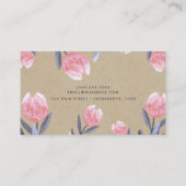 桃の春の水彩チューリップ  rustic kraft シックなデザイン 名刺 (裏面)