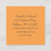 桃の木の果樹園ジャムゼリーを保存 スクエア名刺 (裏面)