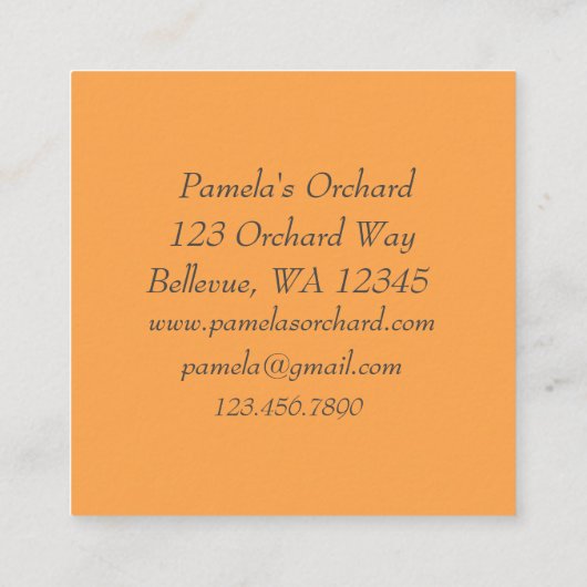 桃の木の果樹園ジャムゼリーを保存 スクエア名刺 (裏面)