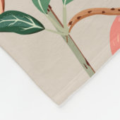 桃の木の枝葉にと果実を小枝に付ける フリースブランケット (角)