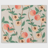 桃の木の枝葉にと果実を小枝に付ける ラッピングペーパー (フラット)