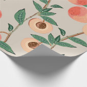 桃の木の枝葉にと果実を小枝に付ける ラッピングペーパー (角)