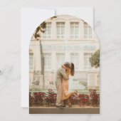 桃の木の花の水の色の写真結婚のアーチ 招待状 (裏面)