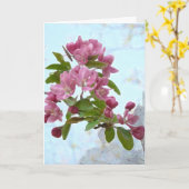 桃の木の花の空白のカード カード (黄色い花)